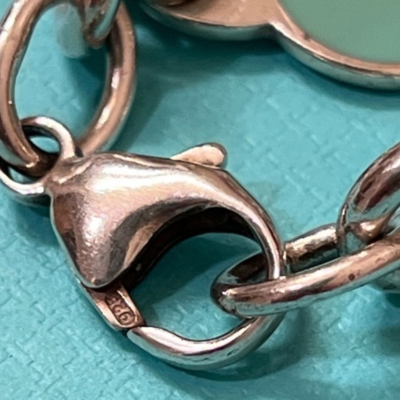 Tiffany & Co. Please Return to Tiffany Heart Blue Enamel Tag Silver Bracelet - Picture 9 of 17